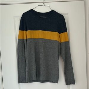 Gray and Yellow Colorblock Long Sleeve Shirt